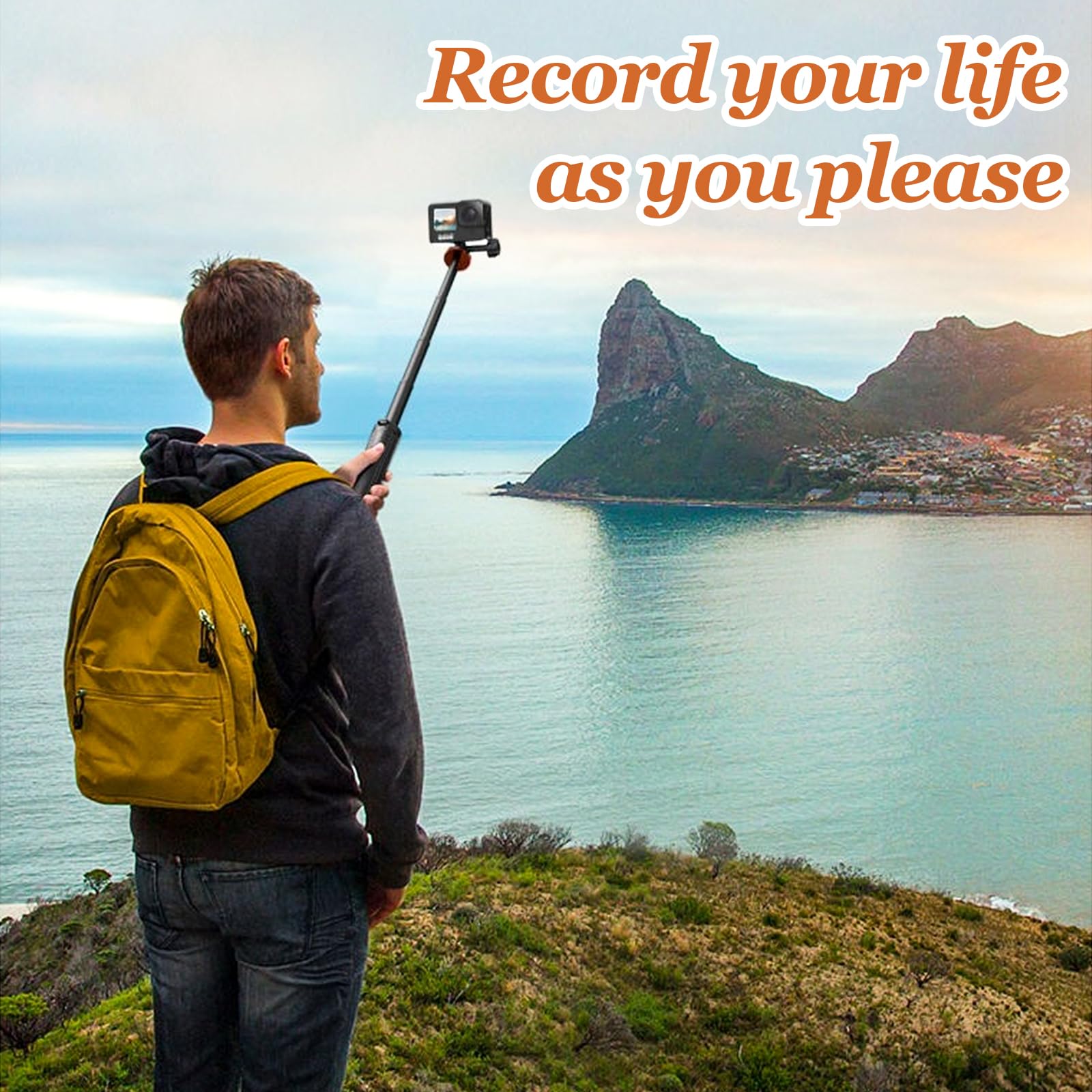 Treppiede per selfie 4 in 1 per Action Cam, impermeabile, estraibile, per GoPro Hero 13/12/11/10/9/8/7/Max, DJI Action 5 Pro/4/3 e Insta360 altre Action camere