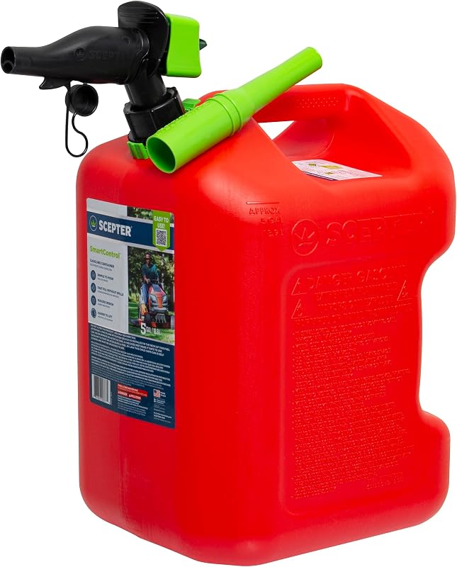 Scepter 5 Gal Gas Can, Spill Proof SmartControl Spout, Spout Extender, Red | Gasoline Only, EPA/CARB Compliant Fuel Container with Rear Handle, Model FSCG552