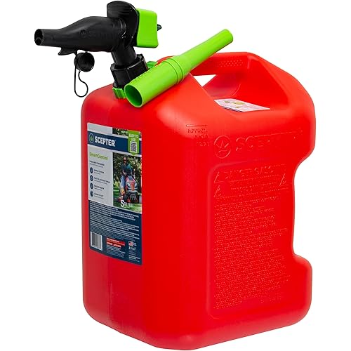 Scepter FSCG552 Fuel Container with Spill Proof Spout with Bonus Spout Extender, Rear Handle Red Gas Can, 5 Gallon