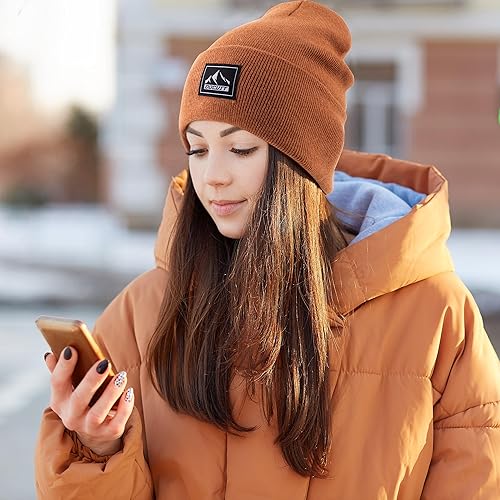 Miniatura 5 de Gorro de punto con puños cálidos de invierno, unisex, gorro de punto de calavera, sombrero de esquí de moda para hombres y mujeres