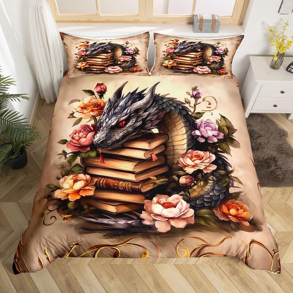 Housse de couette dragon noir pour transformer la décoration de votre chambre à coucher
