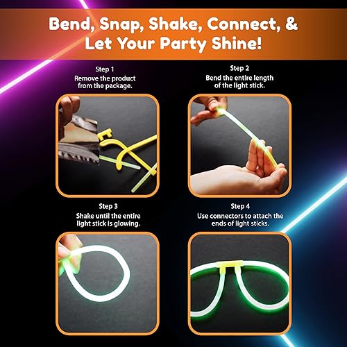 Miniatura 7 de Glow Fever Gafas que brillan en la oscuridad para fiesta, 50 lentes flexibles con conectores, paquete de gafas brillantes para concierto, Halloween