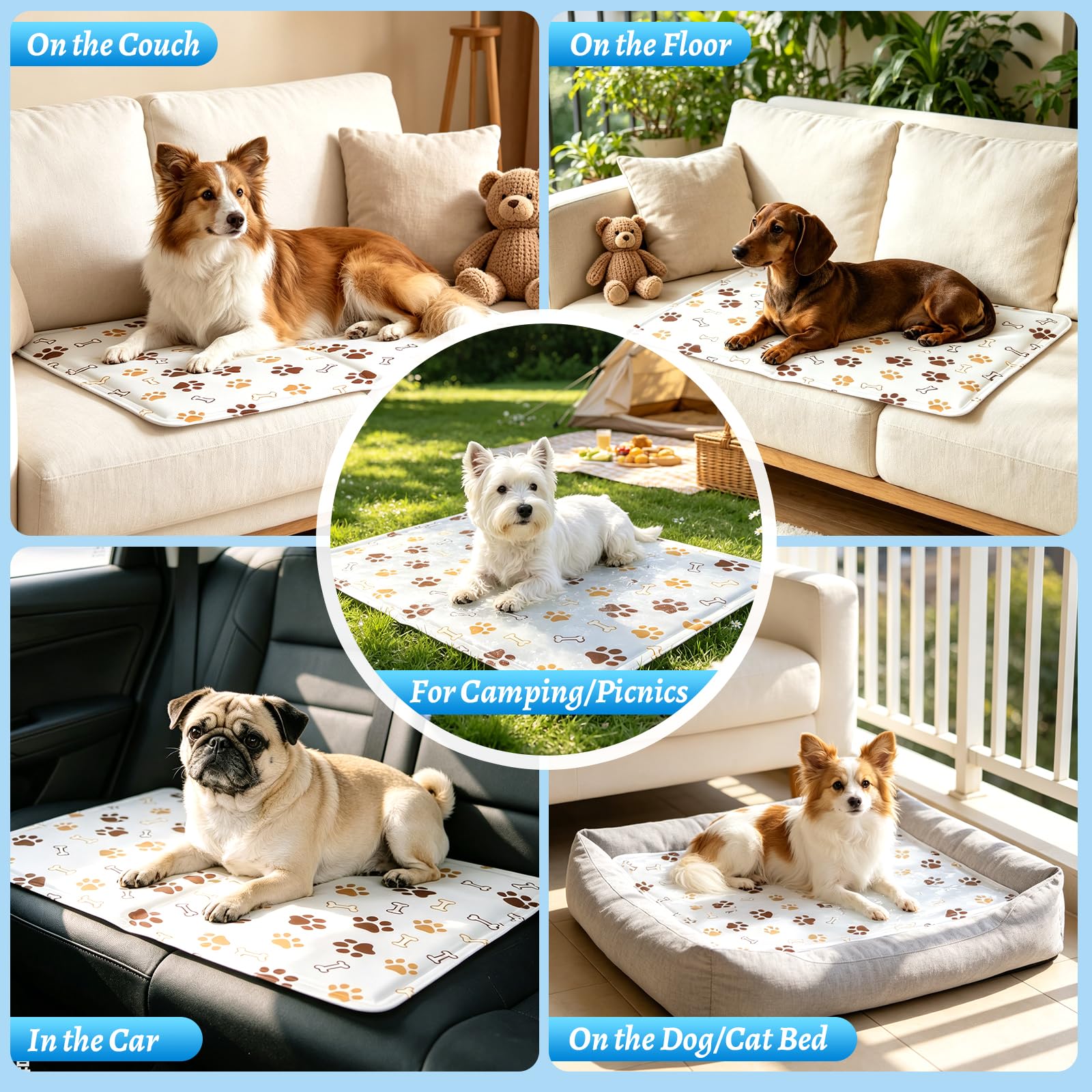 Refrigeración para Perro Gatos,50x40cm Alfombrilla Refrigerante,Manta Refrigerante Perro,Automática enfriamiento,Impermeable y Resistente,Fácil de Limpiar Alfombrilla Refrescante