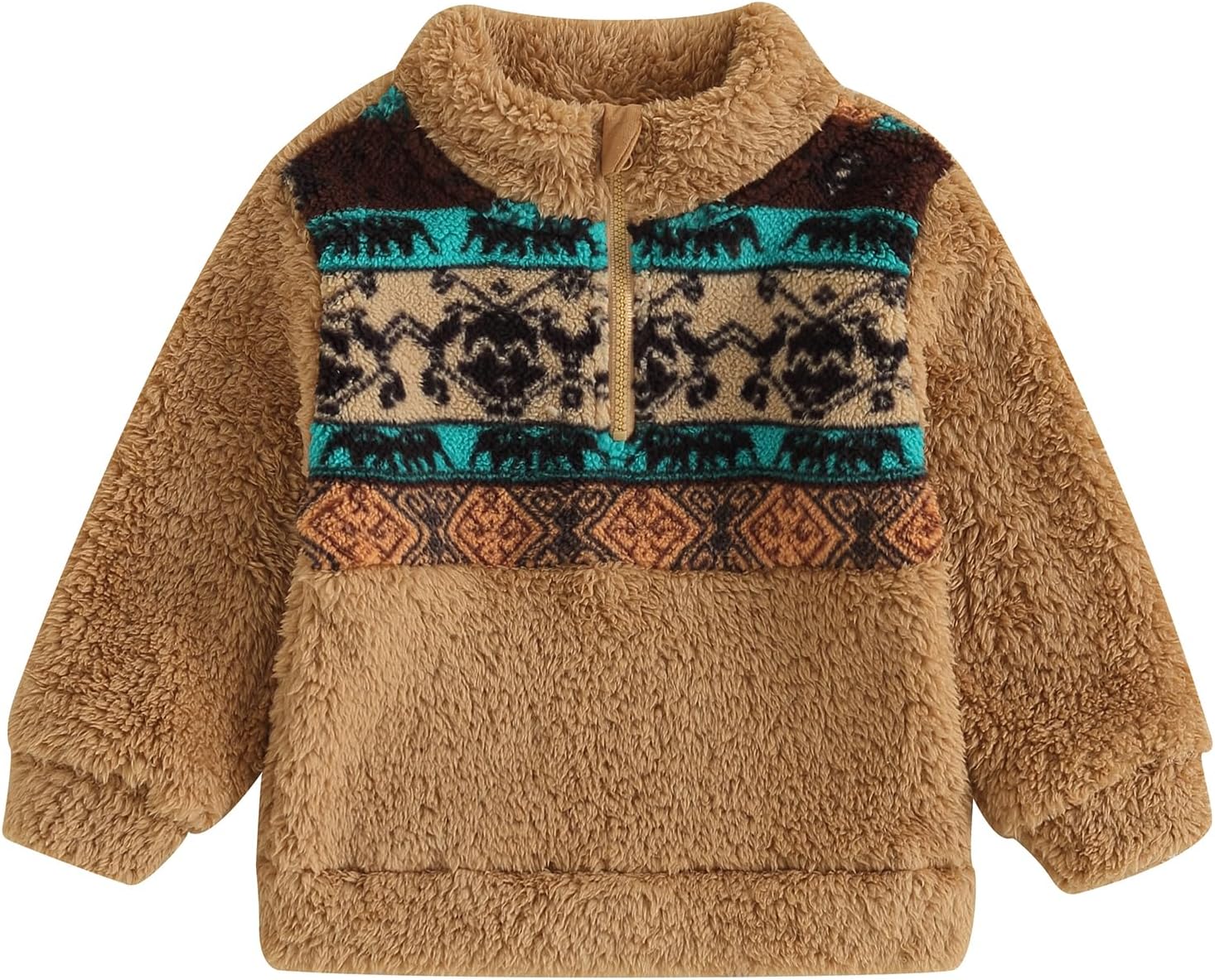 Mama's sunshine Toddler Winter Coat Baby Girl Boy Long Sleeve Plush Fleece Jacket Half Zip Pullover Warm Boho Clothes