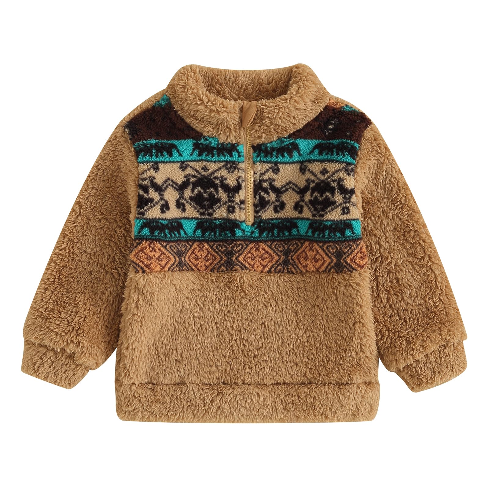 Mama's sunshine Toddler Winter Coat Baby Girl Boy Long Sleeve Plush Fleece Jacket Half Zip Pullover Warm Boho Clothes