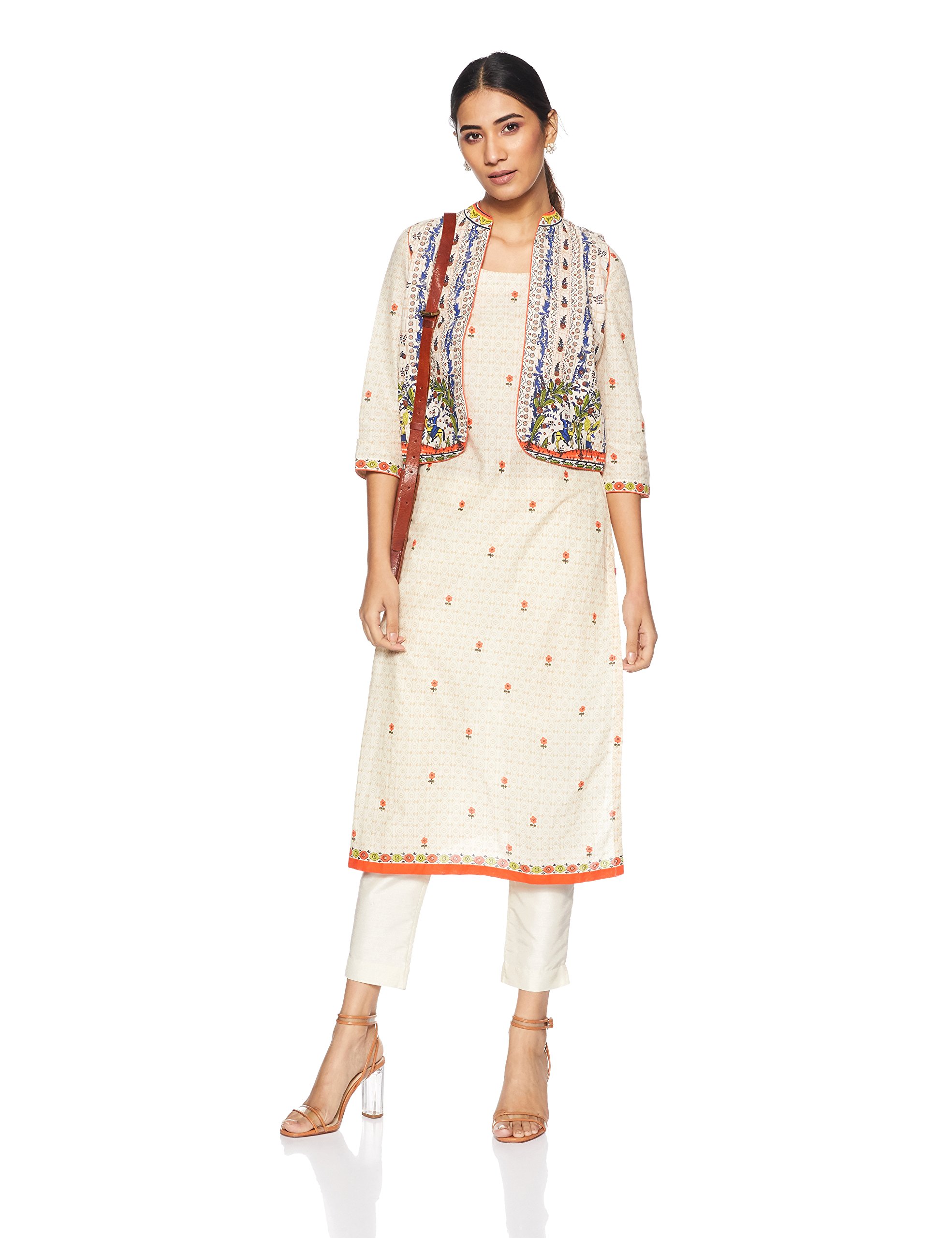 BIBAWomen's Straight Kurta (T14160, Beige,32)