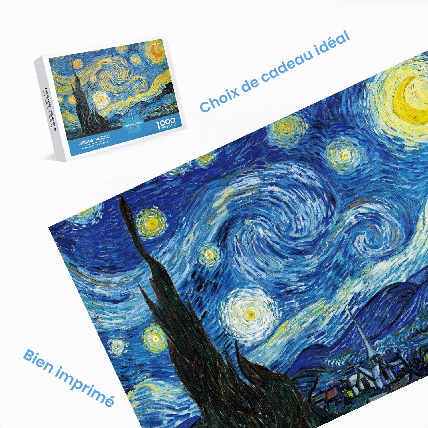 Puzzle 1000 Pièces Nuit étoilée Vincent Van Gogh 70 x 50 cm Puzzle Adulte Jeu éducatif Art