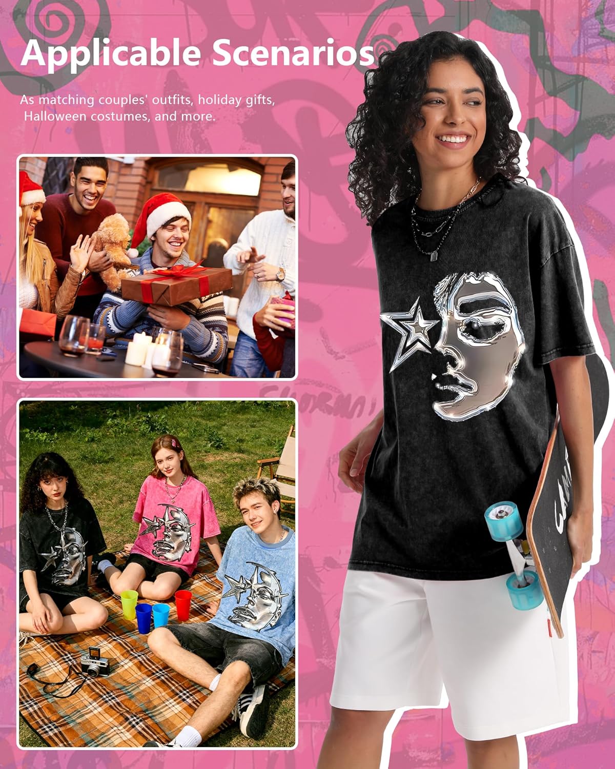 Men's Graphic Tees Shirt Unisex Cotton Oversized T-Shirt Short Sleeve Vintage Streetwear Casual Tee Top - Image 5