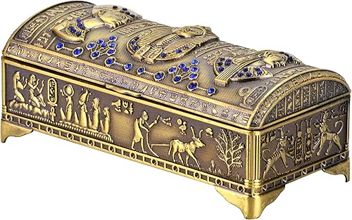 NileCart Joyero pequeño decorativo de estilo egipcio antiguo fabricado en Egipto (latón antiguo)