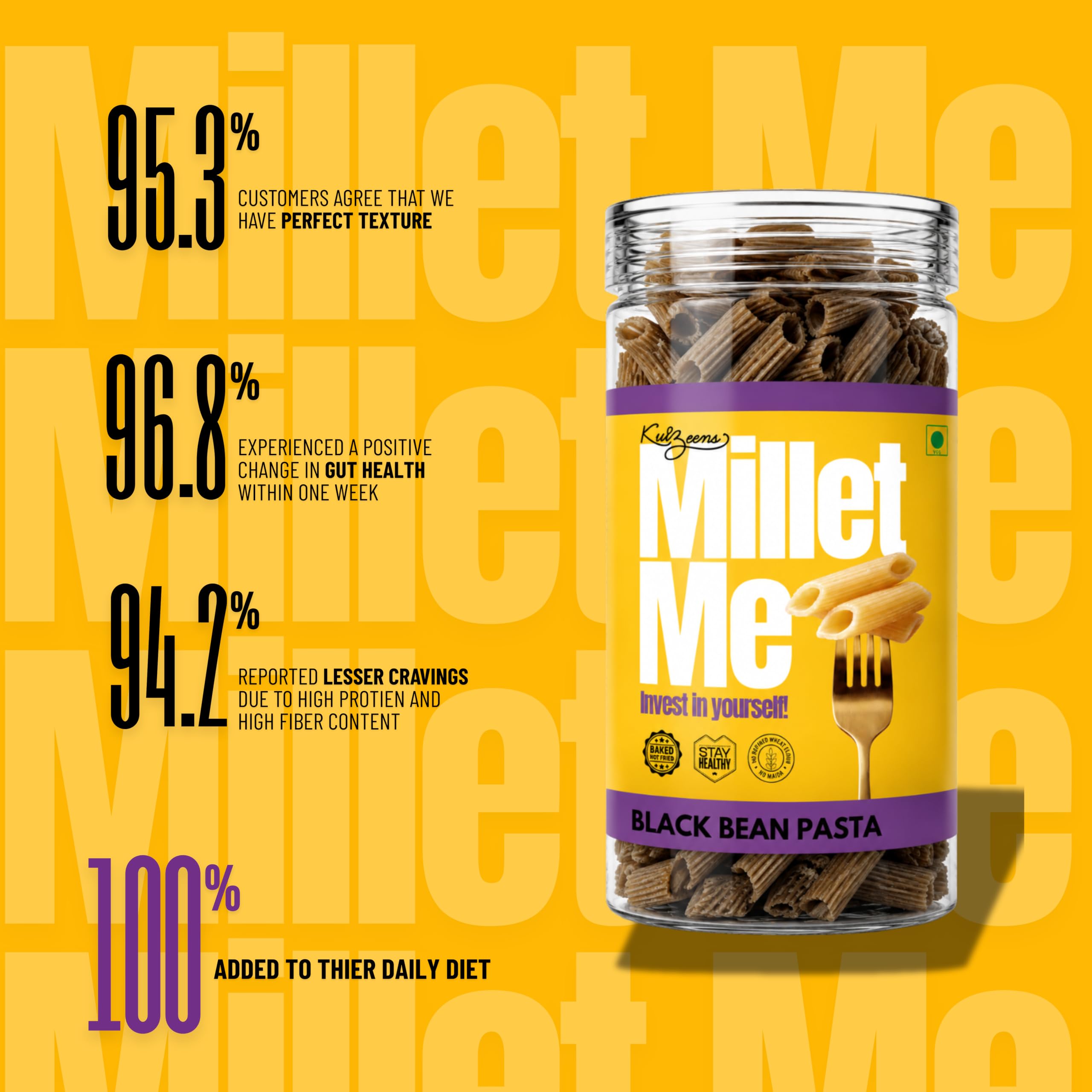 Millet Me by Kuizeens Black Bean Pasta - 250g, Pack of 1 | Gluten-Free & High-Protein | Rich in Nutrients | Easy-to-Make | No MSG | Preservative Free | Jain | No Onion & Garlic 4
