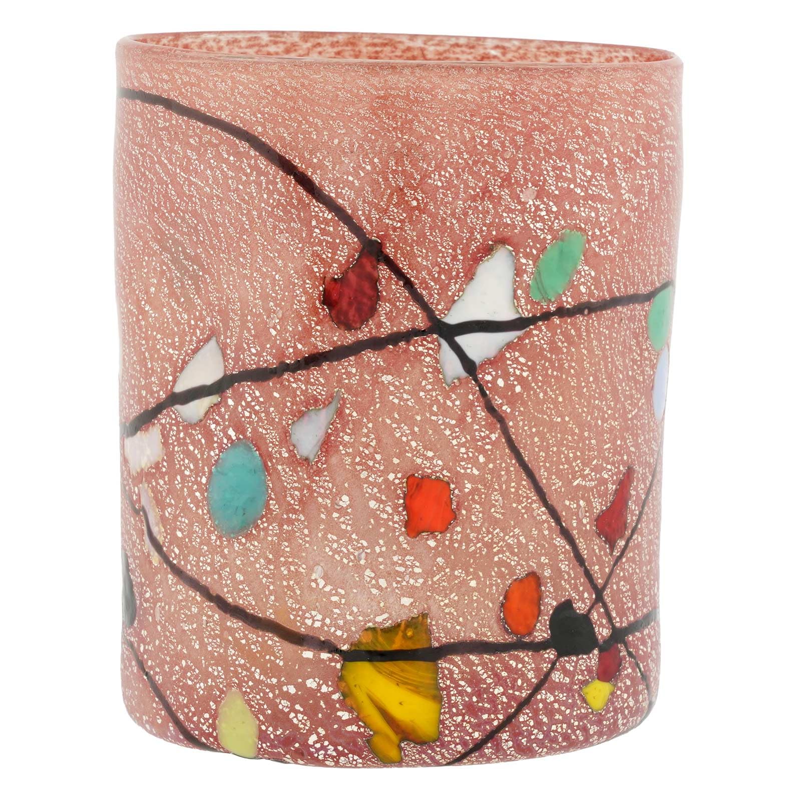 Glass Of Venice Murano Glass Kandinsky Art Theme Italian Tumbler Drinking Glass - Red 16 oz Highball Glass