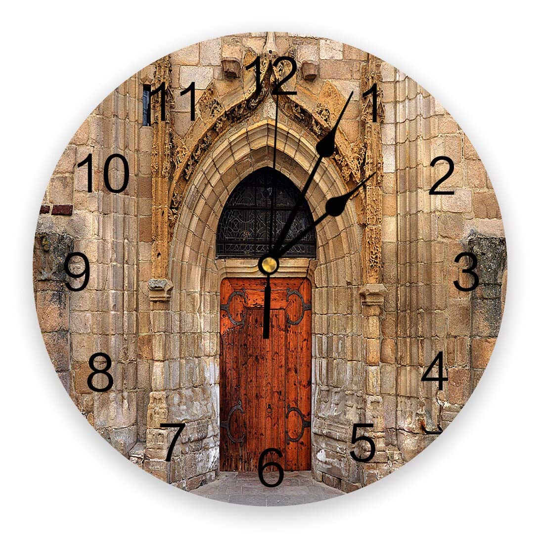 Kitchen Clock, Bathroom Clock, Farmhouse Clock, Rustic Wall Clock Door Planks Building 25cm Decor for Bathroom, Bedroom, Kitchen, Office or School