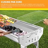 Sunjas Barbecue au charbon de bois en acier inoxydable - Barbecue d'extérieur pliable - Barbecue de camping portable - 74 x 33,5 x 71,5 cm - 5