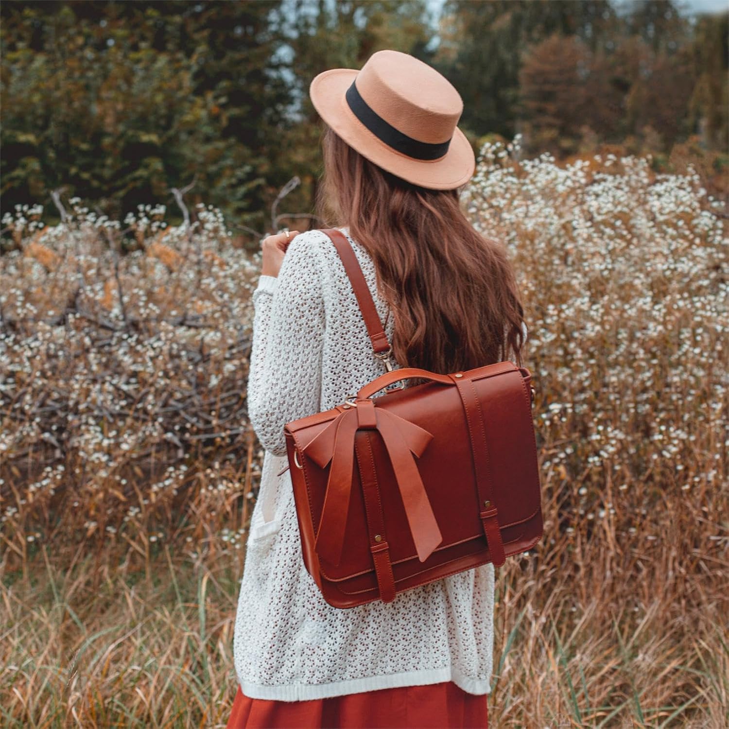 ECOSUSI Briefcase for Women Messenger Backpack PU Leather 14 inch Laptop Bag Satchel Computer Bag for College Business Travel | PU Leather, Laptop Bag, Satchel, Computer Bag, for College, Business - Image 2