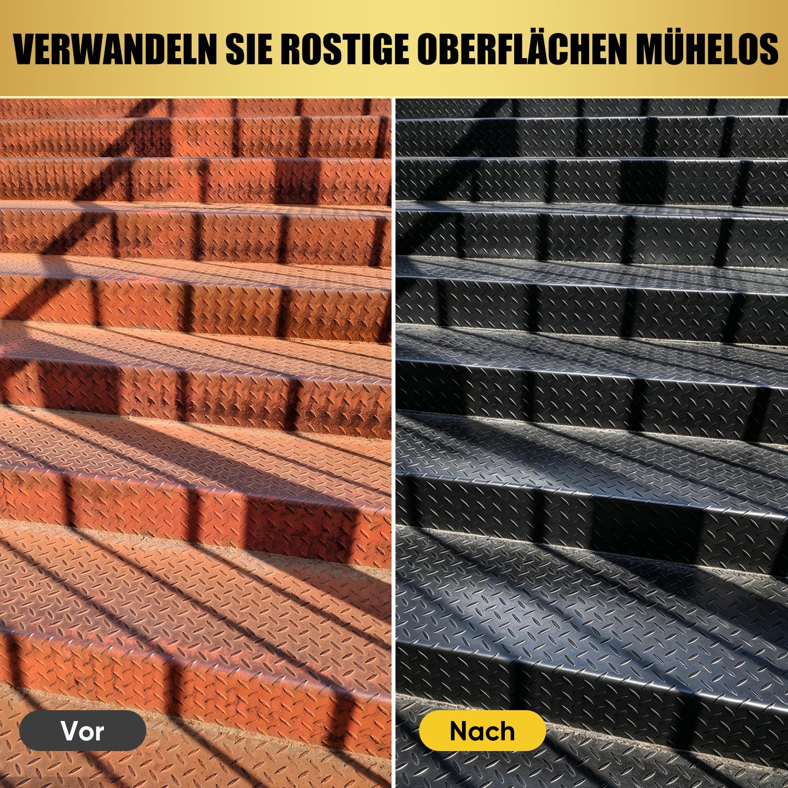 2-in-1 Schwarz Rostumwandler & Rostentferner, 1KG Grundierung Metall,Wasserfeste Hitzebeständig Rostumwandler Auto Metallschutzlack,Langlebige Rostschutzbeschichtung für Metall,Stahl & Eisen