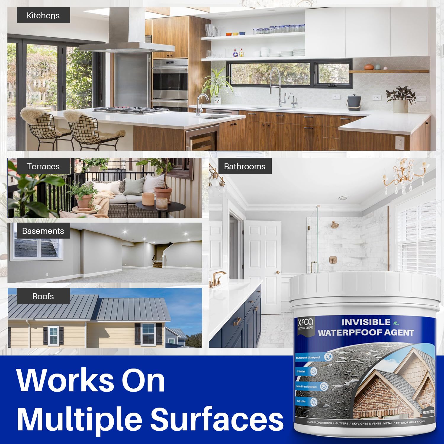 Waterproof Sealant 17oz Clear, Transparent Waterproof Coating Water-Based Invisible Agent Roofs, Walls, Garden, Terraces Indoor & Outdoor