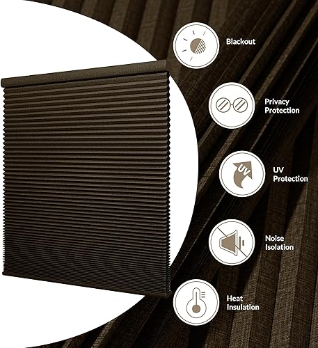 Miniatura 2 de Boolegon Persianas celulares con filtro de luz inalámbrica, persianas de panal personalizadas con aislamiento térmico para el hogar, dormitorio,