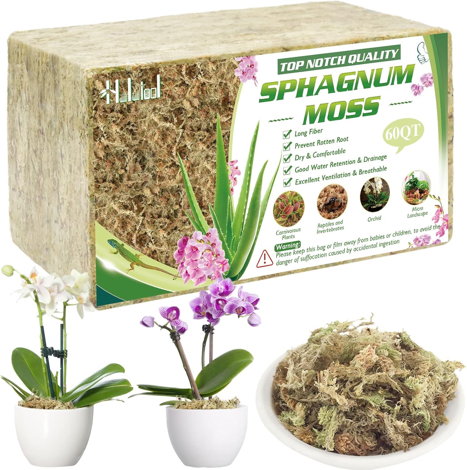 Halatool 3.3LBS Natural Sphagnum Moss for Plants 60 QT