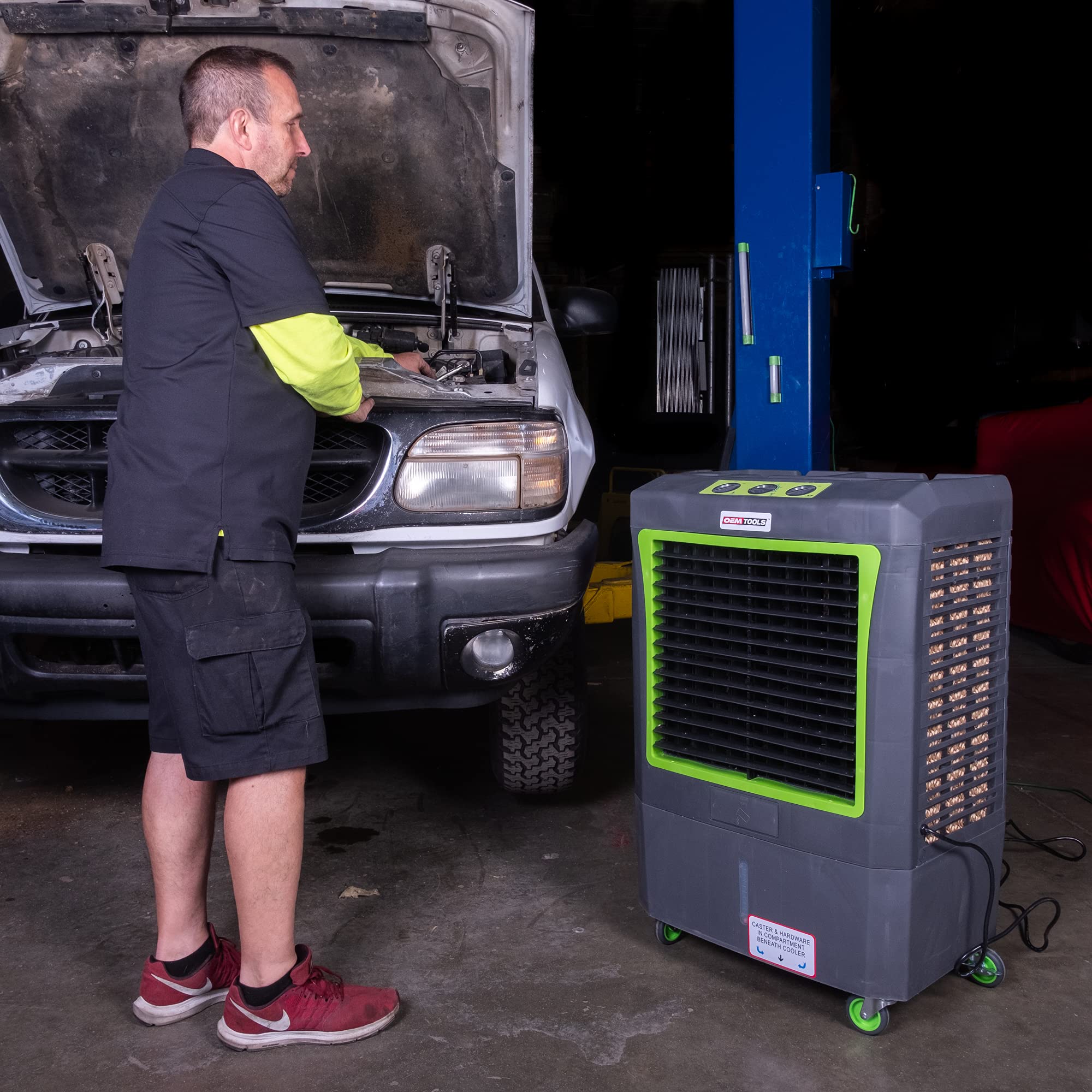OEMTOOLS 23968 3Speed Evaporative Cooler, Green and Gray, Cools Up to 950 Square Feet, 3100 CFM