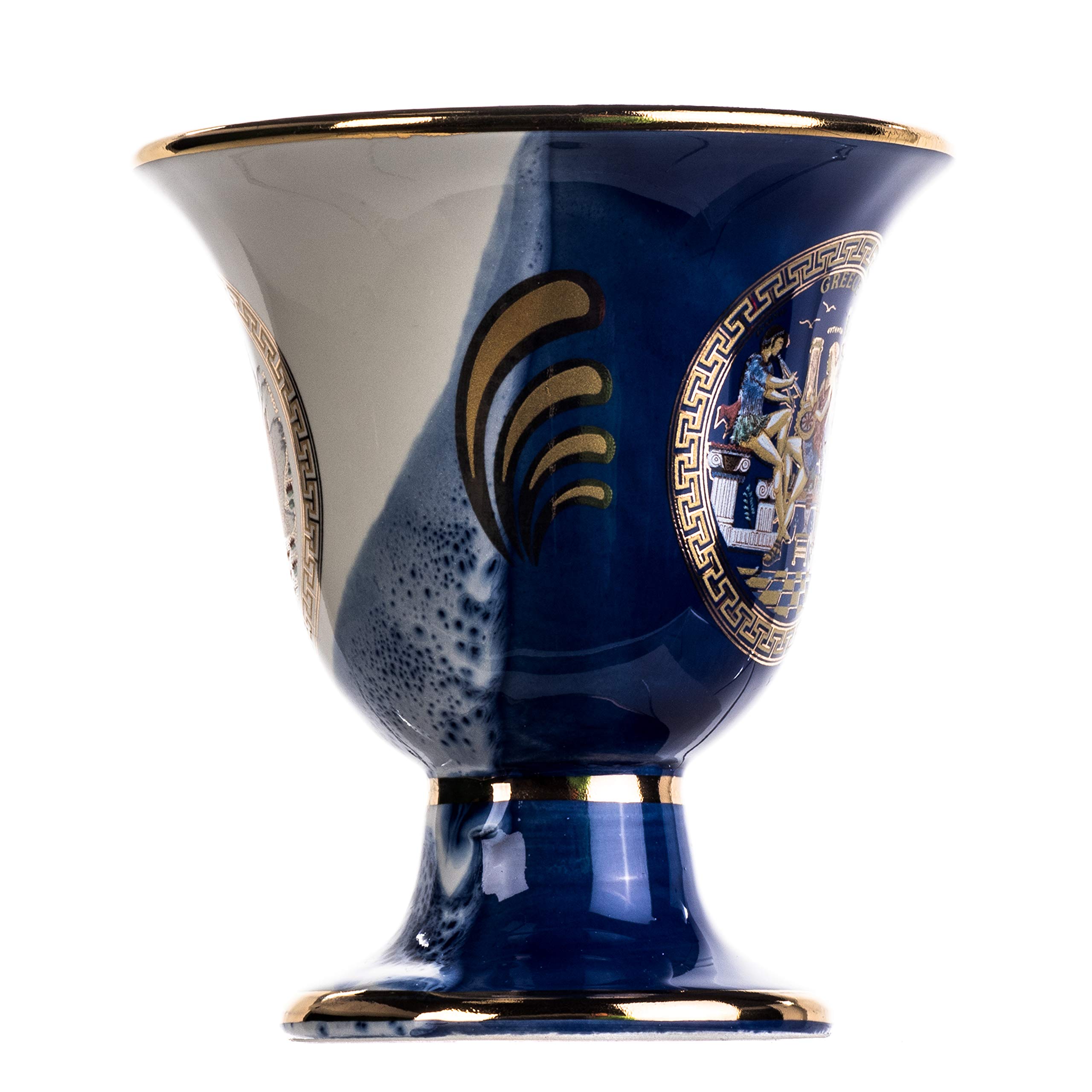 BEAUTIFUL GREEK STATUES Pythagoras Cup of Justice Zeus Artemis Pythagorean Fair Mug Ancient Greece Blue Cobalt Usable