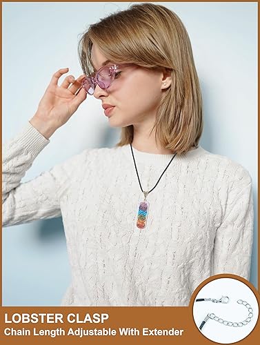 Miniatura 10 de Crocon Gemstone Pencil Pendant Necklace Handmade Reiki Healing Crystal Amulet Natural Stone Jewelry for Unisex Thoughtful Gifts for Women