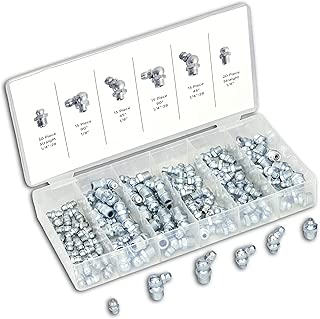 Neiko 50463A Hydraulic Grease Fitting Kit, 110 Piece Assortment (SAE Sizes) | Includes Straight and Angled Zerk Fittings - coolthings.us