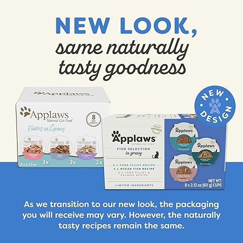 Miniatura 2 de Applaws Alimento húmedo natural para gatos, 8 unidades, ollas de comida para gatos de ingredientes limitados, selección de pescado en salsa, macetas