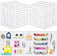 LANSI 8-Pack White Pegboard Panels 10x10in - Wall Organizer for Garage, Craft Room, Kitchen, Easy Drill Install Heavy Duty ABS