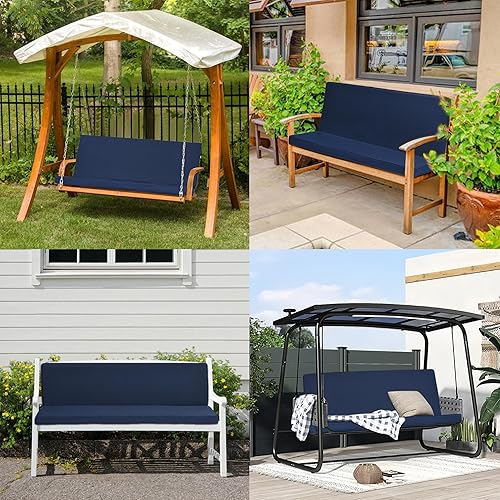 Miniatura 7 de TimesGate Cojines de columpio para porche al aire libre, cojín de banco para exteriores, relleno de esponja de alta elasticidad, con tela resistente