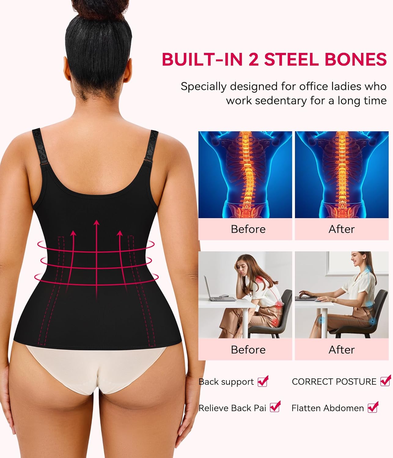 Gotoly Quick Weight Loss, Adjustable Straps Body Shaper Waist Cincher Tank Top - Image 3