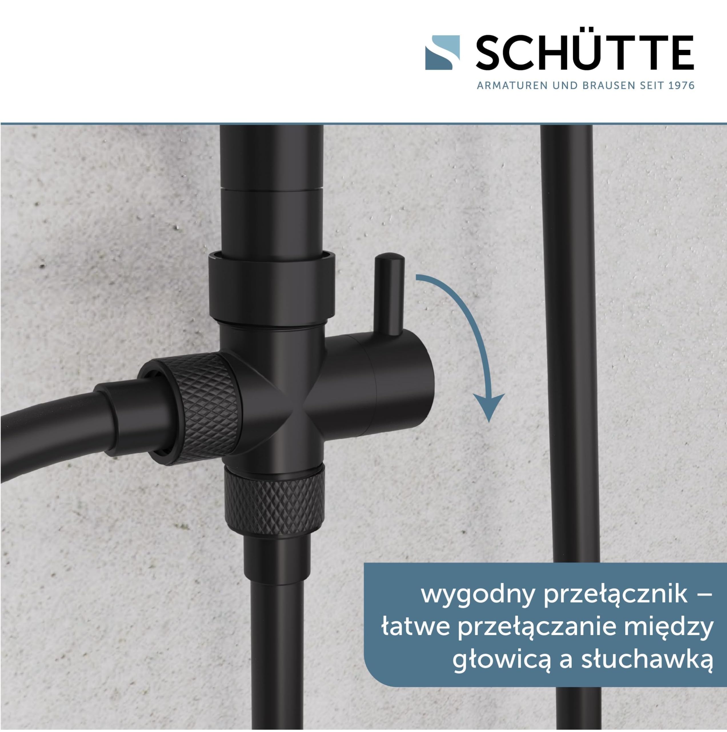 Schütte Zestaw prysznicowy MALLORCA kolumna prysznicowa z dużą deszczownicą, słuchawka prysznicowa z 3 rodzajami strumienia, system prysznicowy bez armatury, czarny matowy