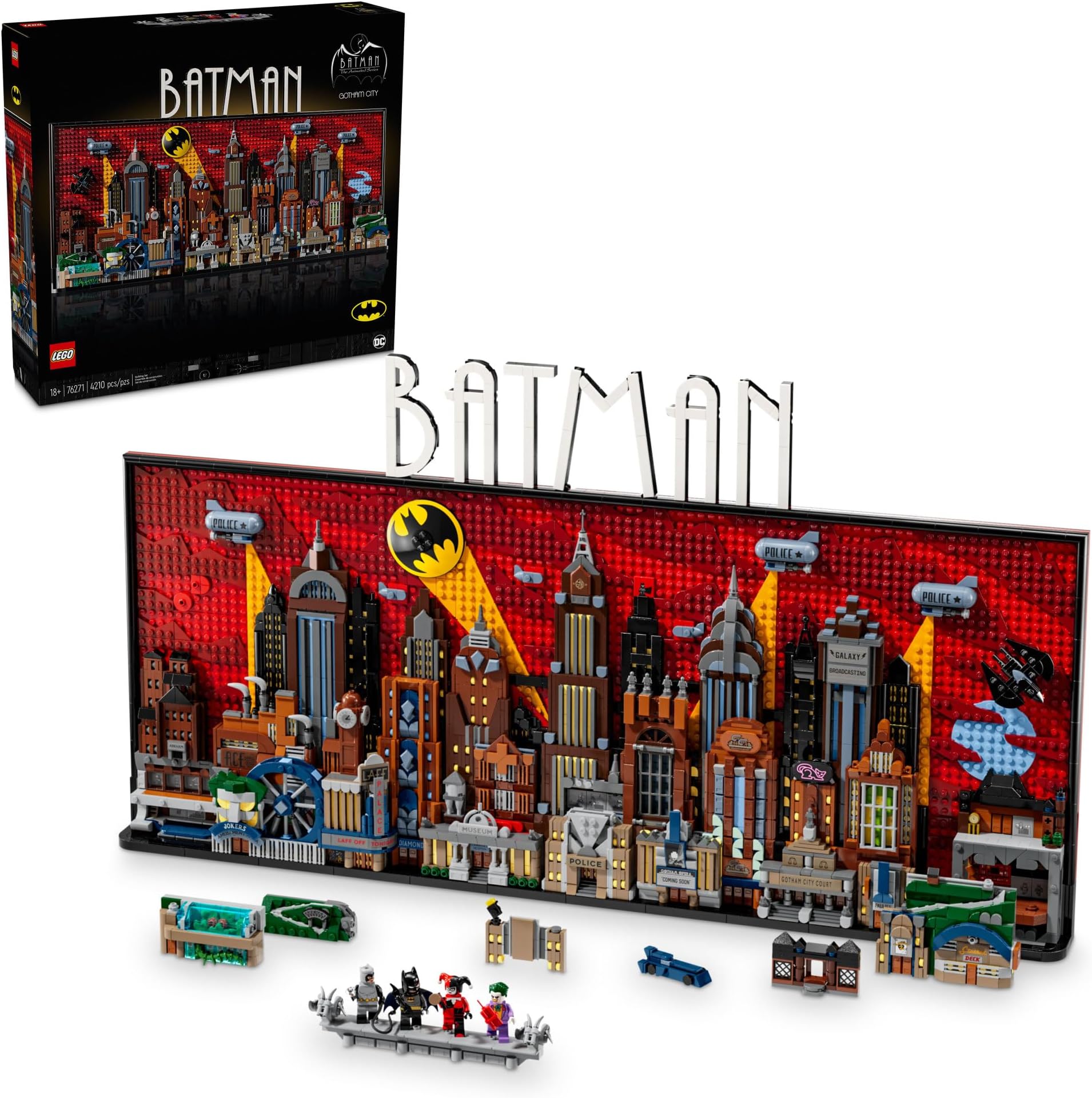 DC Batman: The Animated Series Gotham City Build and Display Adult Set with Minifigures, DC Collectible Gift for Fans of Super Hero Action and Adventure Movies, 76271