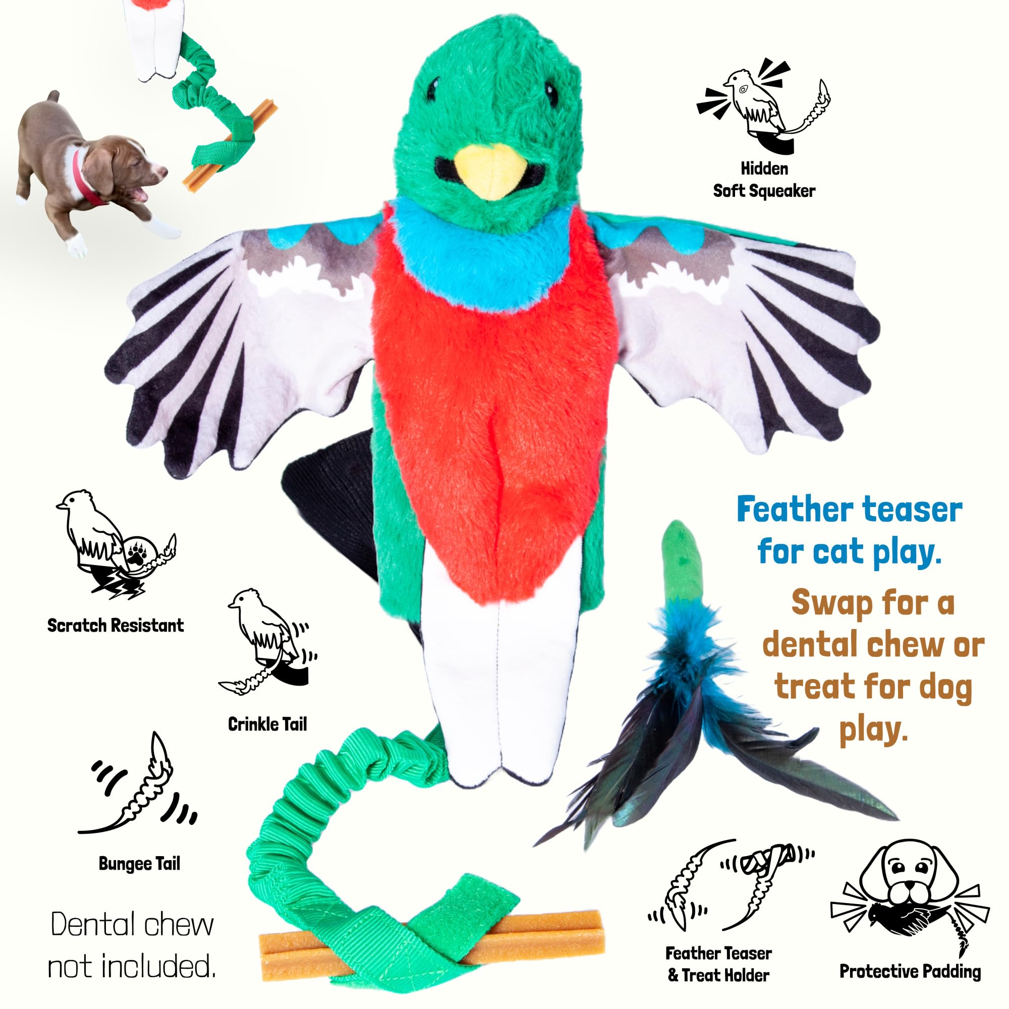 Milunova Pupr Pals - Marioneta de juguete de lucha libre para gatos y perros con acolchado resistente para un juego interactivo seguro, protección para evitar que los cachorros muerdan las manos; para