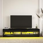 HOMCOM Perte élevée TV Cabinet de stand pour les téléviseurs jusqu'à 75", Centre de divertissement avec LED Lumière, Console de médias avec stockage, noir