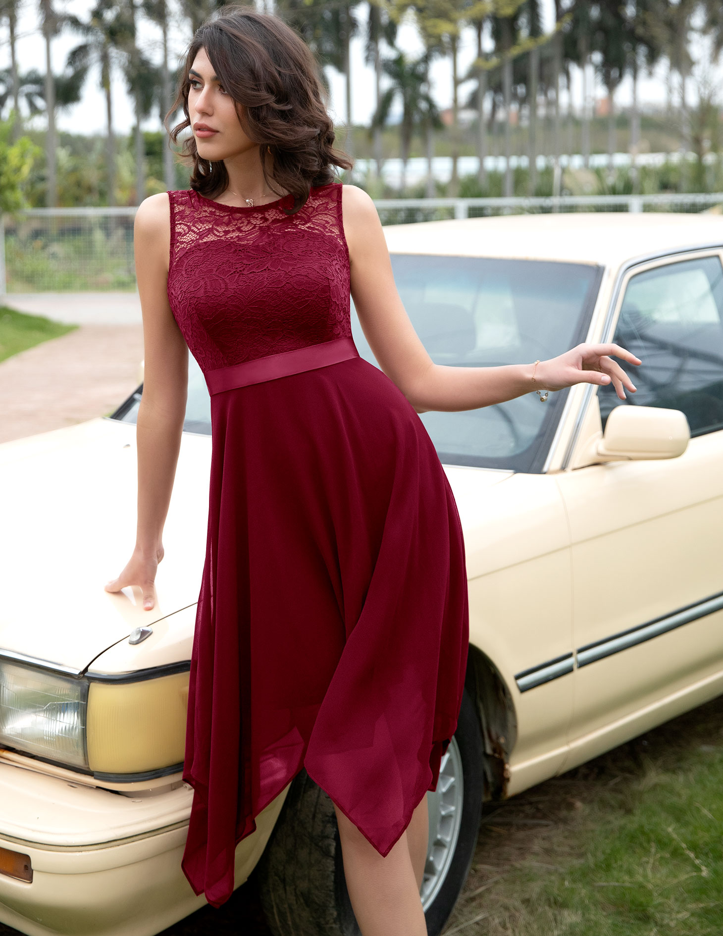 Amazon.com: BeryLove Womens Wedding Dress Midi Cocktail Dresses Lace A Line  Chiffon Bridesmaid Prom Formal Dresses 7039 Blush 2XL : Clothing, Shoes &  Jewelry
