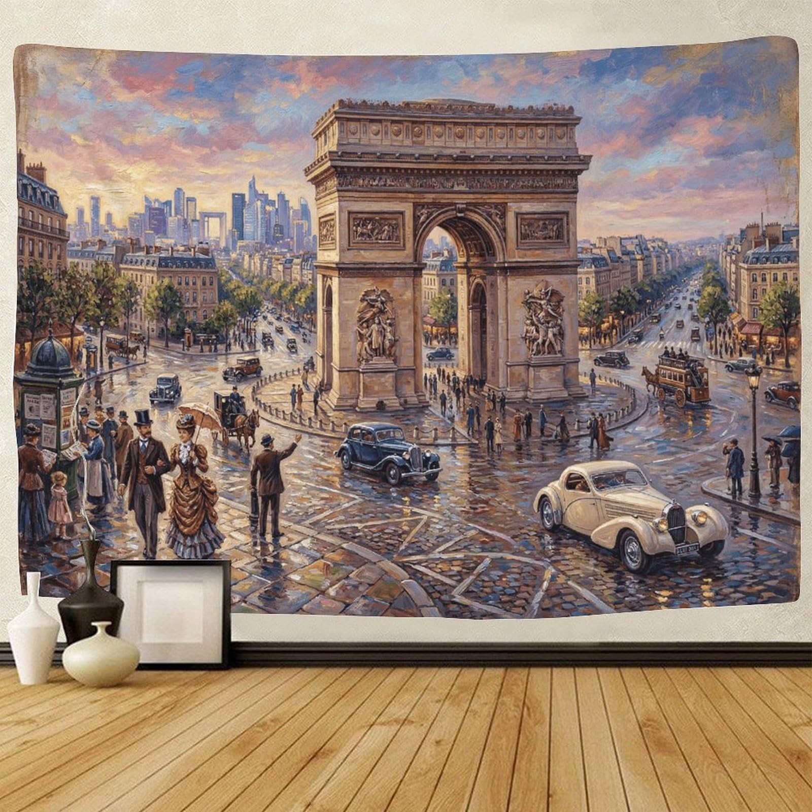GPMNBCXZK Arc De Triomphe Wall Tapestry 3D Print Wall Hanging Decor Impressionist Tapestries Poster Home Decoration Bedroom Dorm 180cmx230cm
