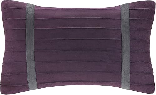 Miniatura 14 de Juego de edredón Madison Park Palmer - diseño de ante sintético, detalles a rayas, ropa de cama para todas las estaciones, fundas, almohada