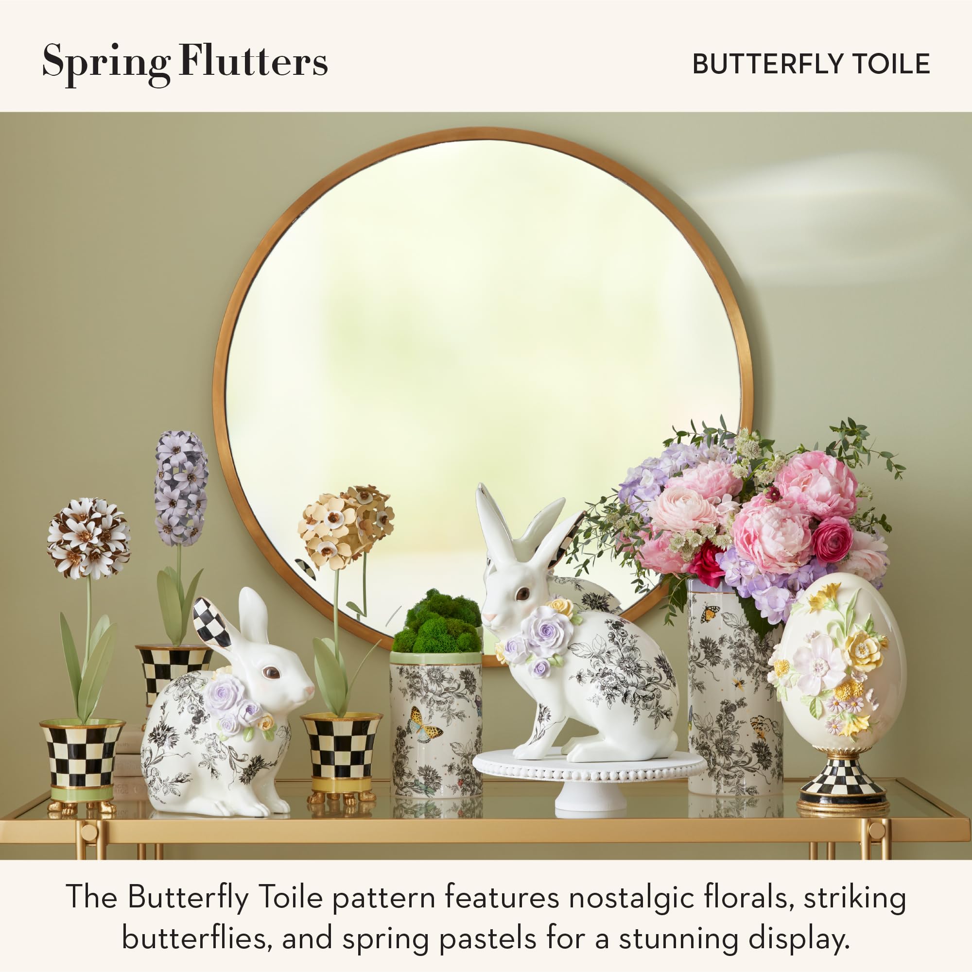Amazon.com: MACKENZIE-CHILDS Butterfly Toile Ceramic Vase, Unique