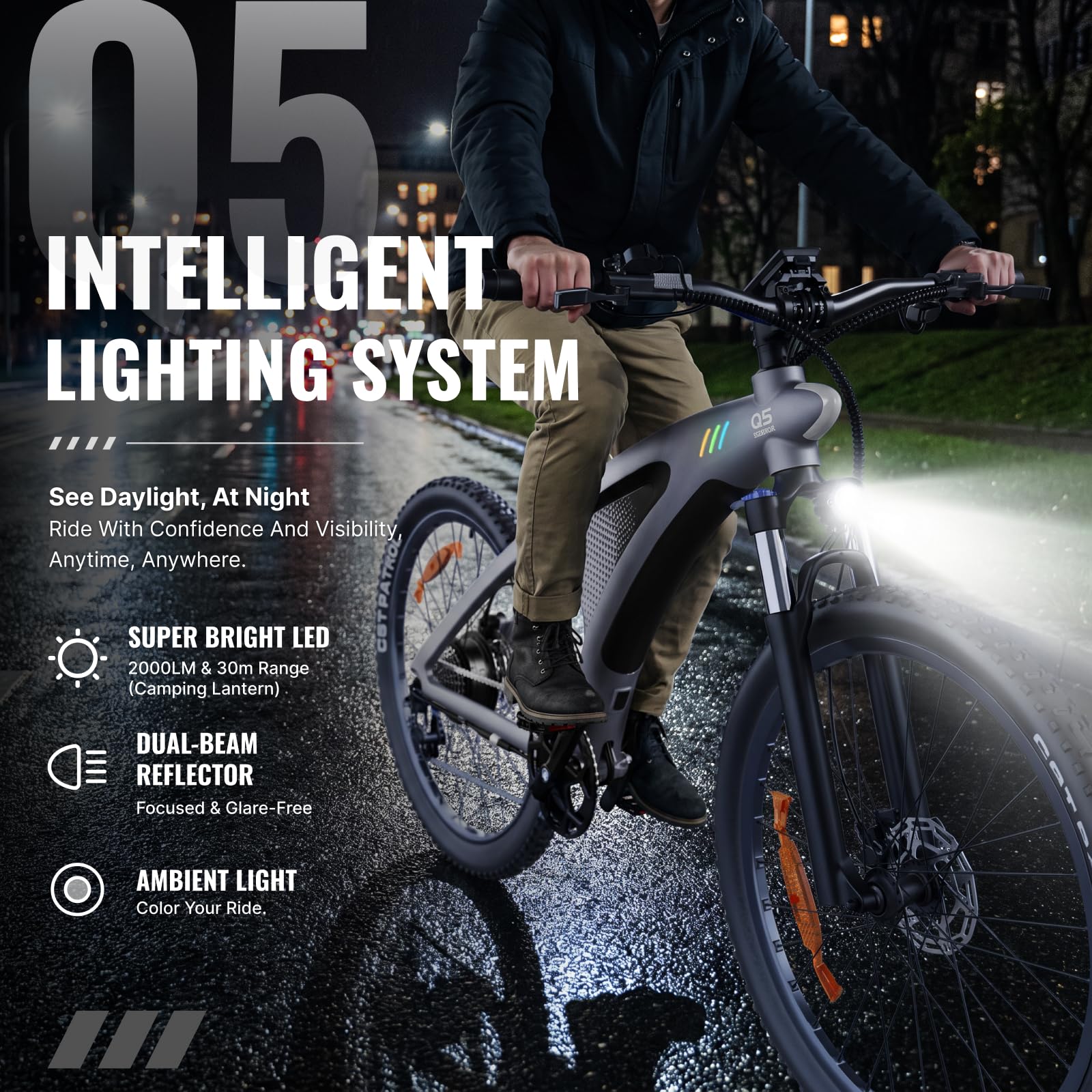 HX Q5 Shark Bicicleta electrica Mountain Adulto para el Commuting, 27.5" EBike, 85 NM, 13/20Ah y 40-100 km, Amortiguador Delantero Regulable,Frenos de Doble Disco, Bici Eléctrica para Ciclismo