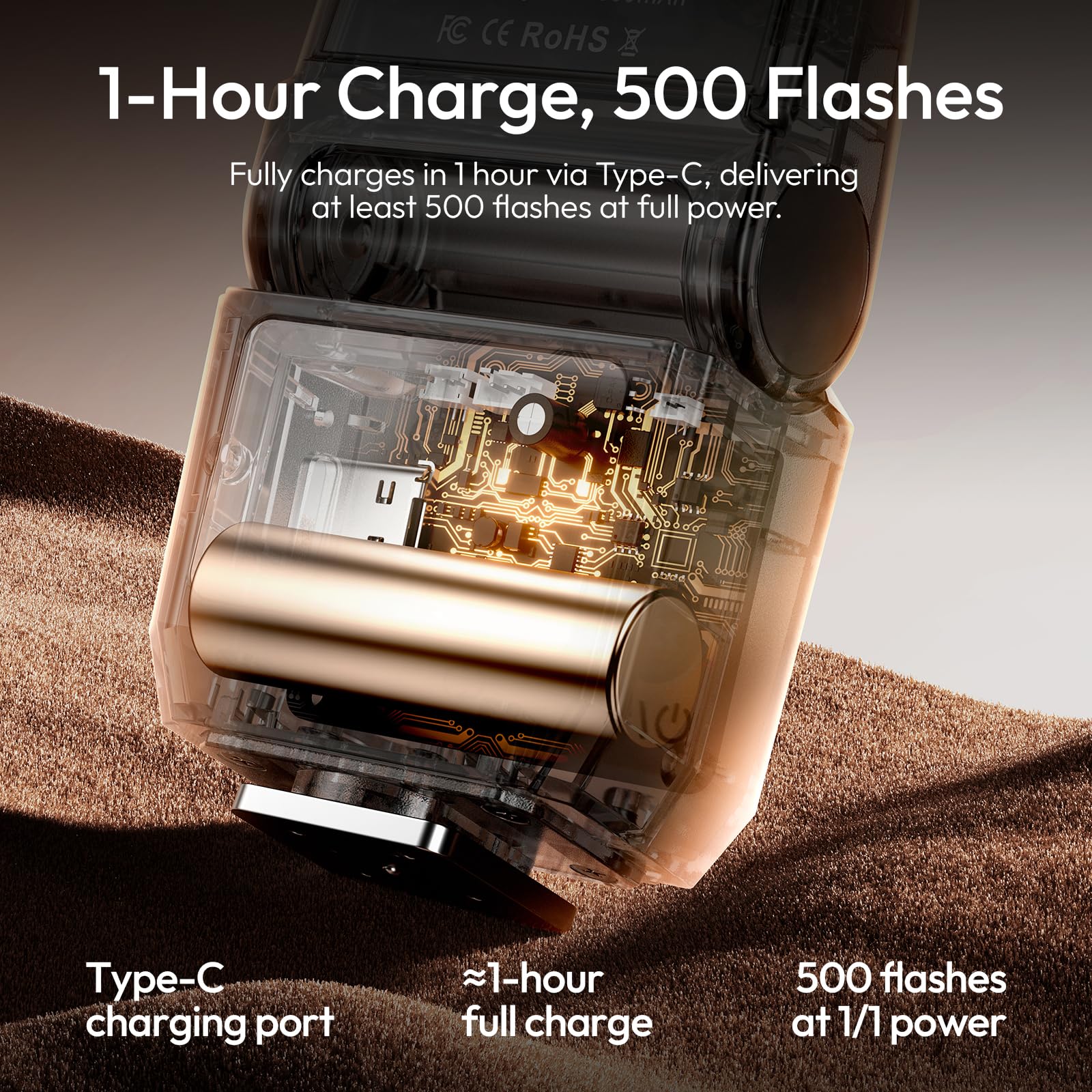 ULANZI SL03 Camera Mini Flash Speedlite with Video Light, GN8 6500K External Flash 90° Angle Adjustable Speedlite Compatible with Sony/Canon/Fuji/Nikon DSLR, Universal Single Contact Hot Shoe Mount