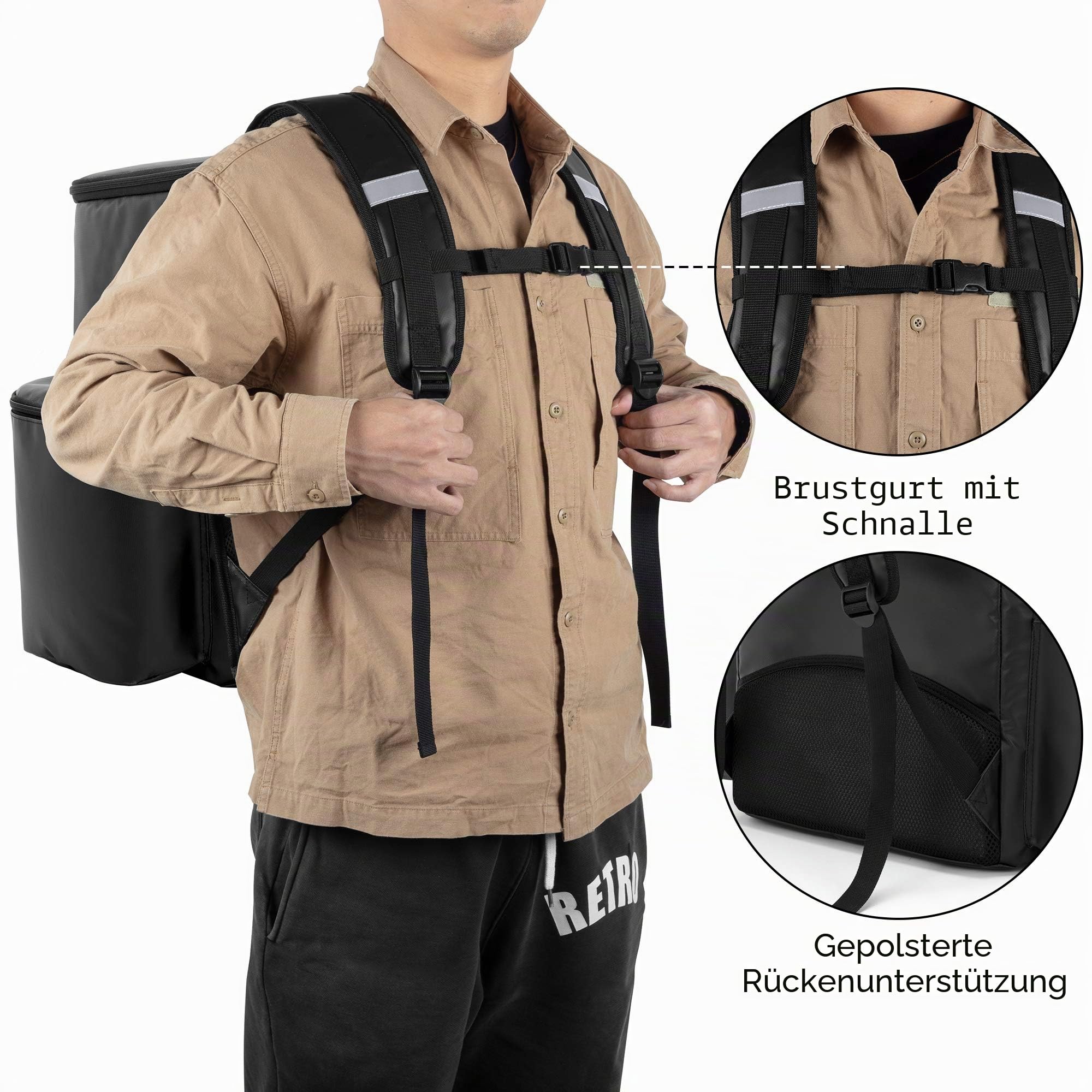 Trunab Kühltasche Lieferrucksack Isoliert, über Essen Lieferung | Wasserdichter Thermorucksack, Große Kapazität mit Mehrere Taschen, Geeignet für Picknick, Strand