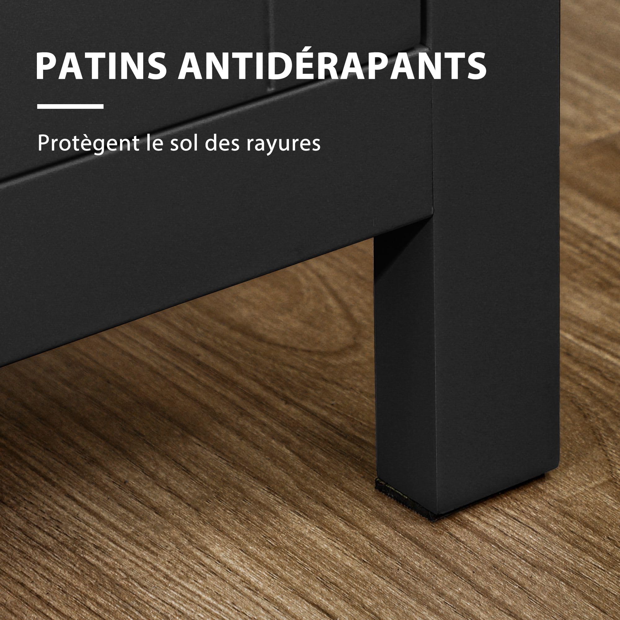 HOMCOM Buffet Meuble de Rangement avec 3 Portes 2 étagères réglables Plateau Aspect Bois Clair - 120 x 40 x 70 cm Noir