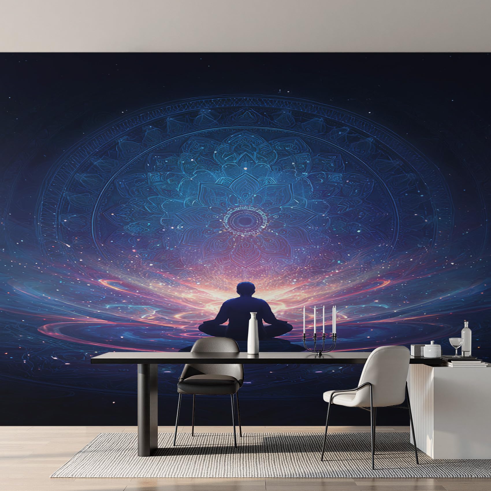 Papier peint mandala yoga spirituel intissé pour salon