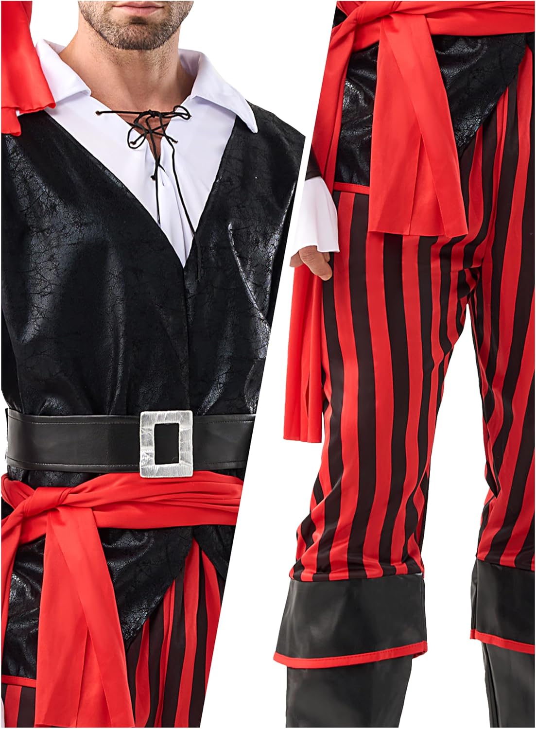 Spooktacular Creations Pirate Costume Men for Halloween Costume, Adult Caribbean Sea Captain Robber Costume - Image 4