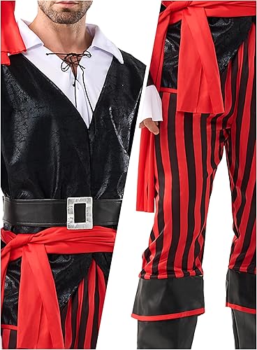 Miniatura 5 de Spooktacular Creations Disfraz de pirata para hombre, disfraz de Halloween, disfraz de capitán del mar del Caribe para adultos