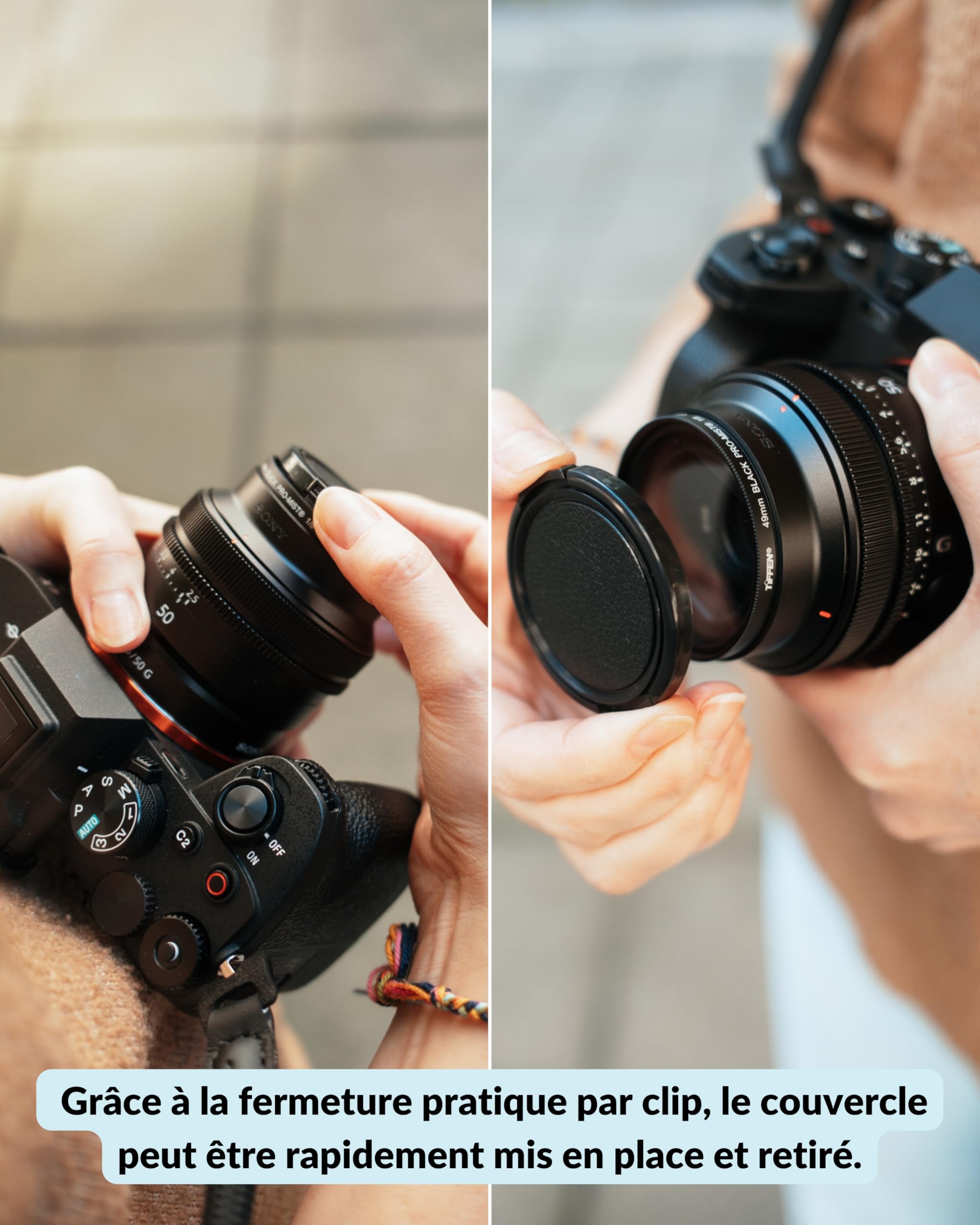 Lens-Aid Bouchon d'objectif Retro 43 mm avec Fermeture à Clip pour objectifs d'appareil Photo |du Capuchon d'objectif pour appareils numériques rétro| Compatible avec Fujifilm, Sony, Canon, Nikon