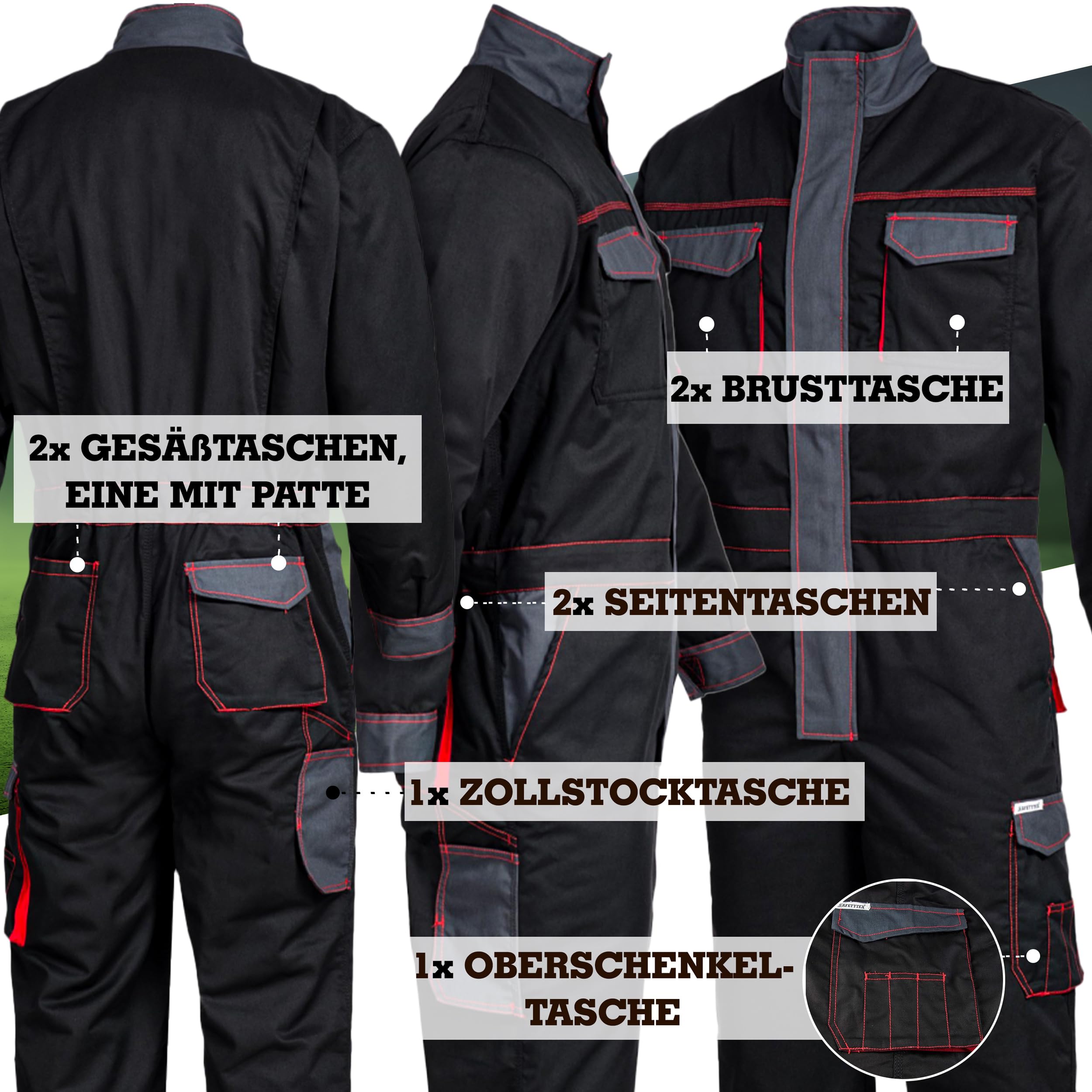 SAFETYTEX Winteroverall Overall Warm Winter gefüttert Arbeitsoverall Thermo Overall Arbeitskombi Rallyoverall Schutzanzug