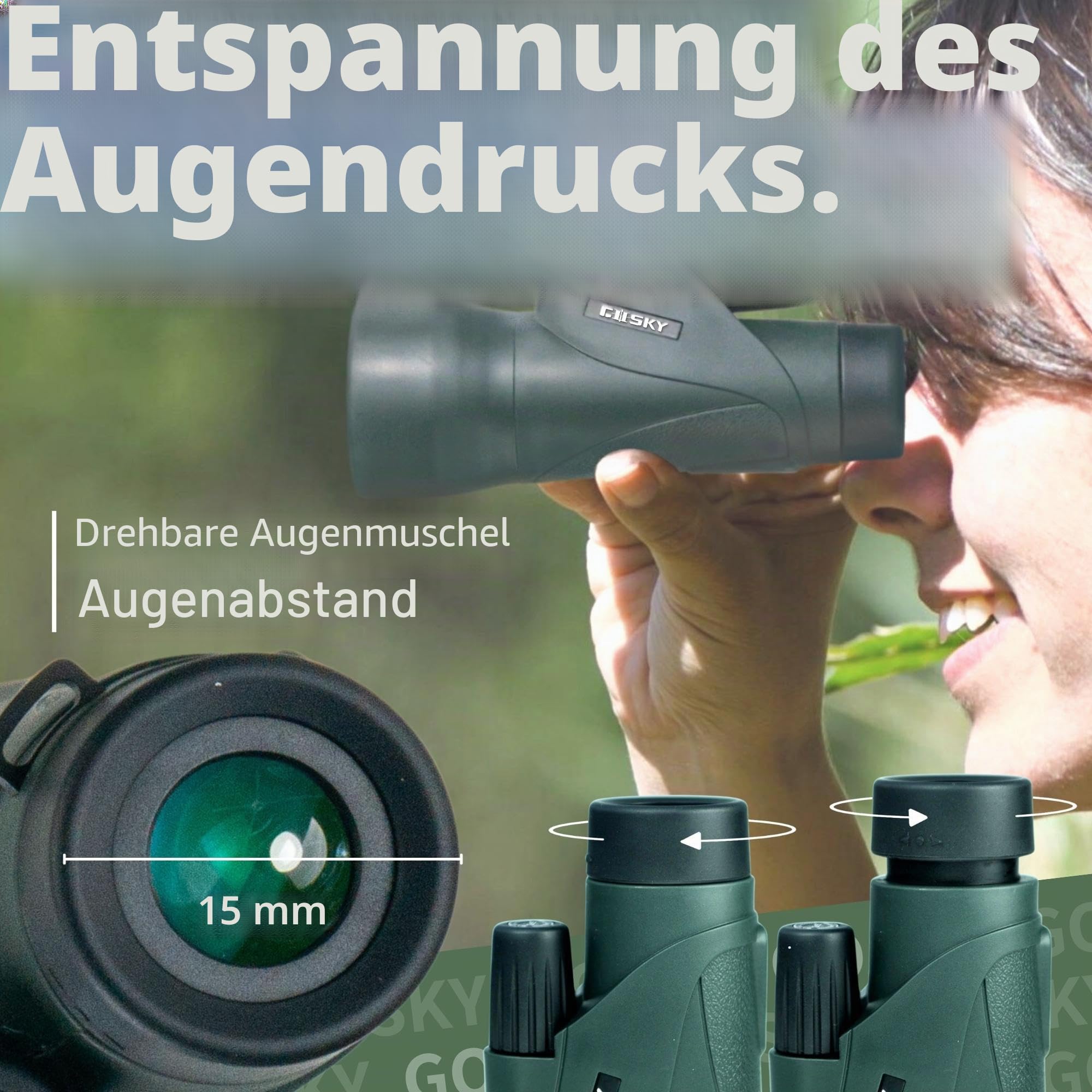 Gosky Monokulares Teleskop, Piper 12 x 55 Hochauflösendes Monokular für Erwachsene mit BAK4-Prisma und FMC-Objektiv, leichtes , handlich mit Smartphone-Adapter, geeignet für Vogelbeobachtung