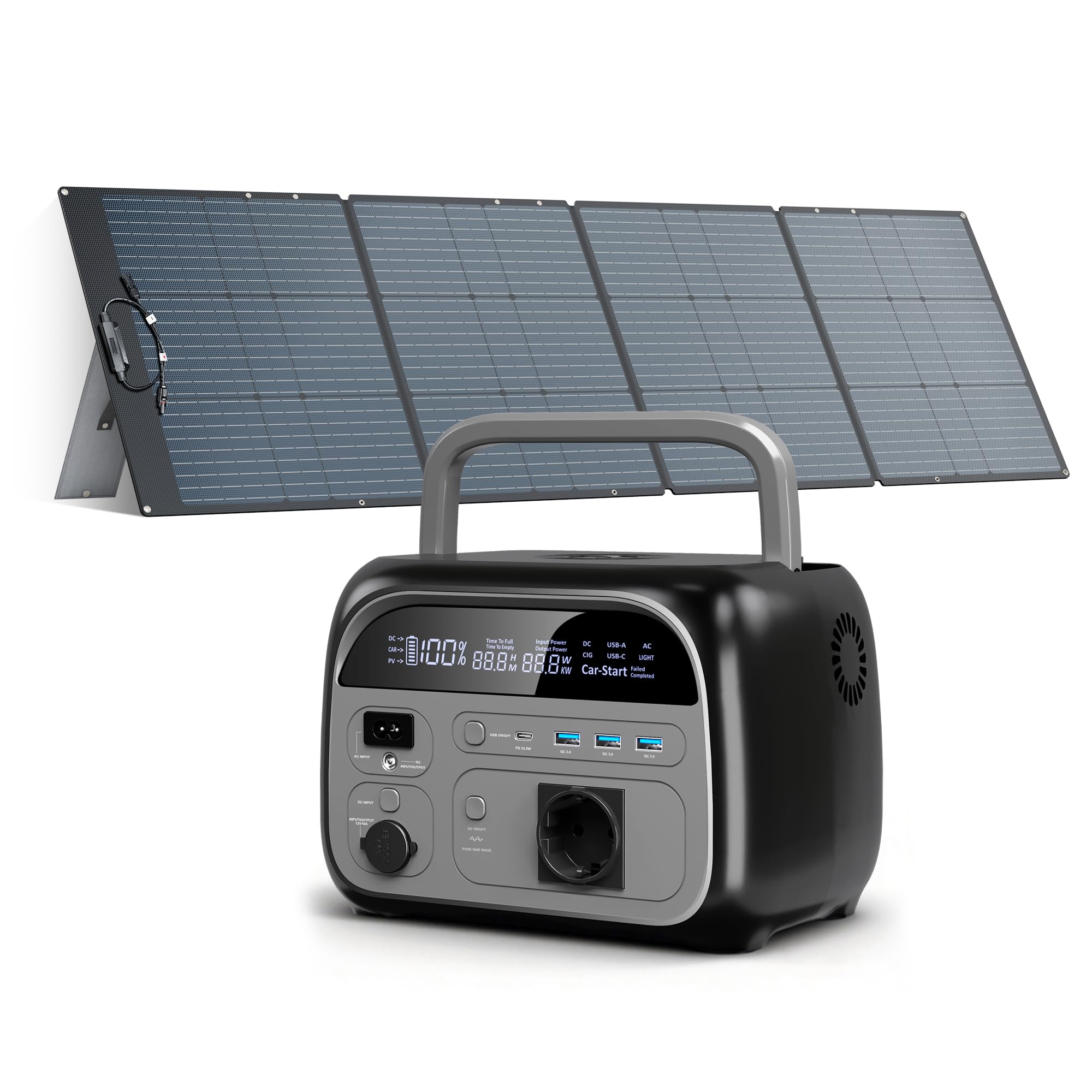 AP400 (2026 Nuovo) Generatore con 200W Pannello Solare, Centrale Elettrica Portatile 345Wh, Backup UPS da 10ms, Ricarica Rapida, Ideale per Campeggio, Emergenze, Alimentazione di Backup