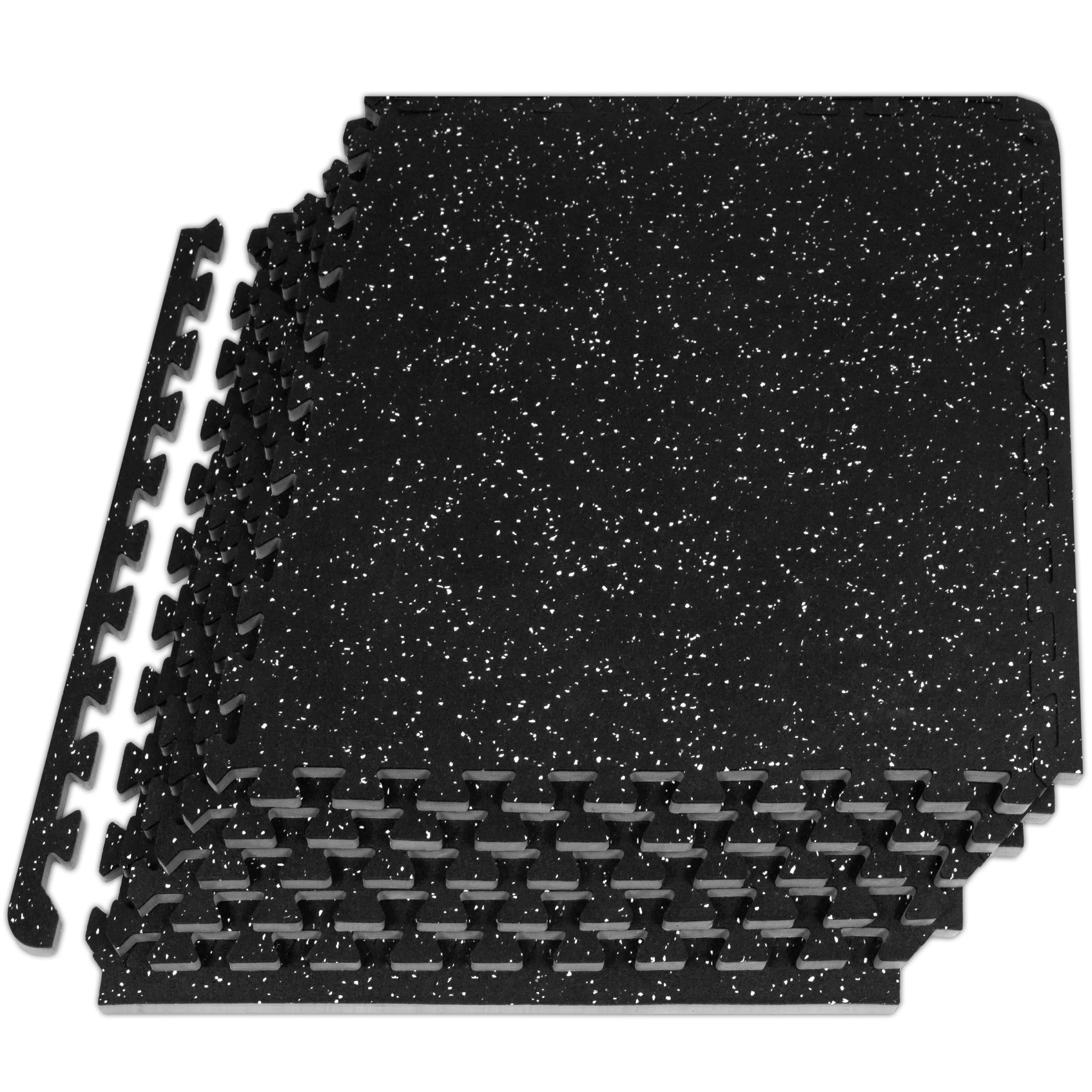 ProsourceFit Rubber Top Exercise Puzzle Mat ½-inch, 24 SQFT, 6 Tiles, EVA Foam Interlocking Tiles for Home Gym Protective Flooring for Equipment and Workouts, Grey